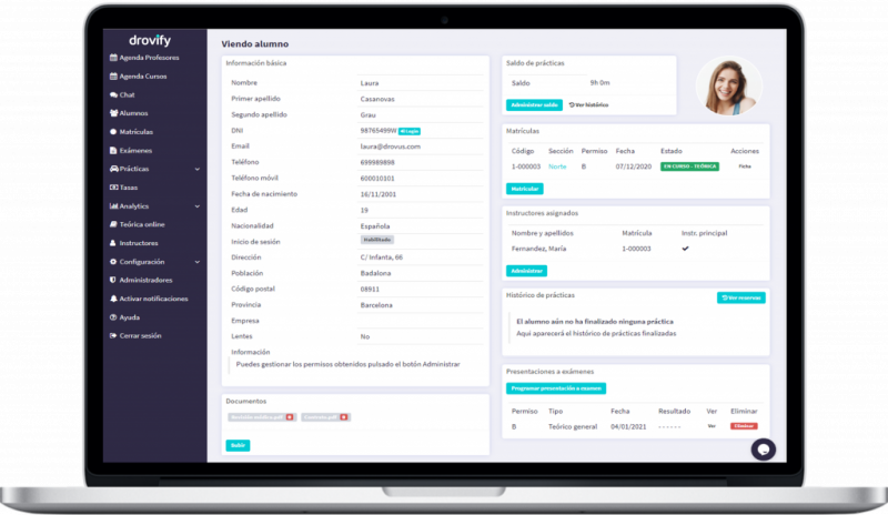 Reserva prácticas online. Chat con el profesor de la autoescuela. Teórica Online. Gestión de Autoescuelas